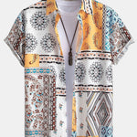 Scarf Print Button Up Shirt & Swim Shorts