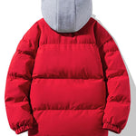 Contrast Detachable Hooded Puffer Coat