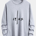 Long Sleeve Relax Slogan Print Cotton T-Shirt