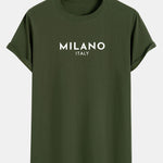 Milano Italy Print Cotton Arc Hem T-Shirt
