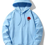 Rose Print Cotton Blend Hoodie & Jogger Pants