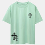 Cross Print Drop Shoulder Oversize T-Shirt