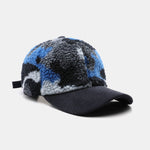 Camouflage Color Block Teddy Plush Baseball Cap
