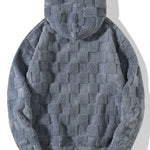 Relax Fit Checkerboard Teddy Hoodie