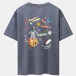 Galaxy Astronaut Print Drop Shoulder Oversize T-Shirt