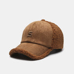 Embroidery Letter Plush Warm Baseball Cap