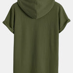 Knitted Waffle Arc Hem Hooded T-Shirt