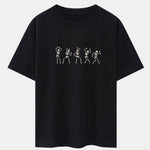 Dancing Skeleton Print Heavy Weight Drop Shoulder Oversize T-Shirt