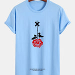 Regular Fit Inverted Rose Slogan Print Cotton T-Shirt