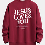 Jesus Loves You Back Print Relax Fit Sweatshirt