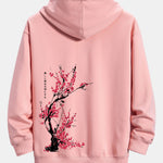 Plum Blossom Slogan Back Print Relax Fit Hoodie