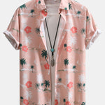 Tropical Plants Print Button Up Shirt
