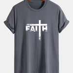 Regular Fit Faith Cross Print Cotton T-Shirt
