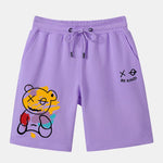 Graffiti Bear Print Man Mid Length Shorts