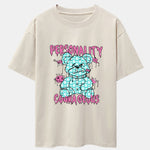 Dissolving Bear Slogan Print Drop Shoulder Oversize T-Shirt