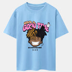 Cartoon Character Slogan Print Drop Shoulder Oversize T-Shirt