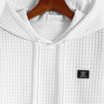 Waffle Hooded Arc Hem T-Shirt & Drawstring Corduroy Cargo Jogger Pants
