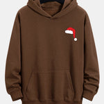 Santa Hat Staring Print Relax Fit Hoodie