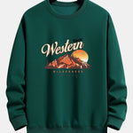 Mountain Landscape Illustration Print Relax Fit Sweatshirt