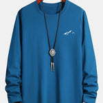 Long Sleeve Mountain Graphic Print Cotton T-Shirt