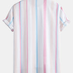 Colorful Striped Print Button Up Shirt