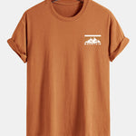 Regular Fit Stripe Mountains Print Cotton T-Shirt