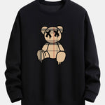 Plaid Pattern Dissolving Bear Print Relax Fit Sweatshirt