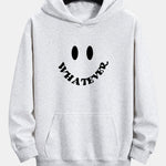 Smiley Face Slogan Print Relax Fit Hoodie