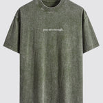 Slogan Print Washed Distressed Drop Shoulder T-Shirt