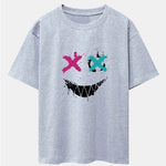 Graffiti Smiley Face Print Drop Shoulder Oversize T-Shirt & Shorts