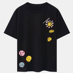 Sun And Flowers Print Drop Shoulder Oversize T-Shirt