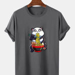 Panda Eating Ramen Print T-Shirt