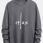 Long Sleeve Relax Slogan Print Cotton T-Shirt