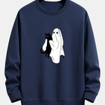 Ghost Black Cat Print Relax Fit Sweatshirt