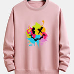 Colorful Mud Splatter Smiley Face Print Relax Fit Sweatshirt