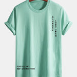 Regular Fit Japanese Slogan Print Cotton T-Shirt