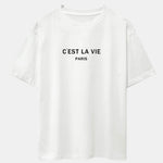 Paris Letter Print Dropped Shoulders Oversize T-Shirt & Sweat Shorts