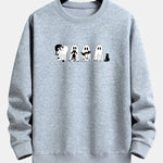 Black Cat Ghost Print Relax Fit Sweatshirt