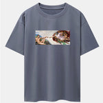 The Creation of Adam Print Drop Shoulder Oversize T-Shirt