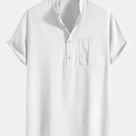 Linen Look Henley Collar Shirt & Linen Cotton Blend 11" Shorts