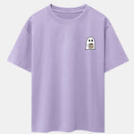 Ghost Drinking Coffee Print Drop Shoulder Oversize T-Shirt