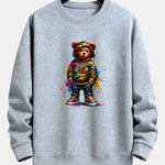 Color Splash Ink Camouflage Bear Print Relax Fit Sweatshirt