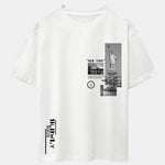 New York Architecture Print Drop Shoulder Oversize T-Shirt