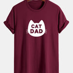 Regular Fit Cat Dad Print Cotton T-Shirt