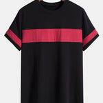 Color Block Patchwork Arc Hem T-Shirt