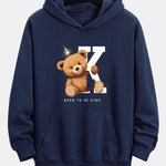 Crown King Bear Print Relax Fit Hoodie