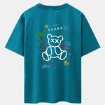 Bear On Vacation Print Drop Shoulder Oversize T-Shirt