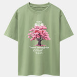 Tokyo Cherry Blossoms Print Drop Shoulder Oversize T-Shirt