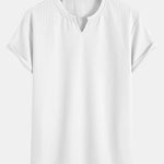 Muscle Fit Notch Ribbed Arc Hem T-Shirt