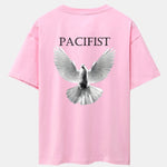 Pacifist Dove Back Print Drop Shoulder Oversize T-Shirt